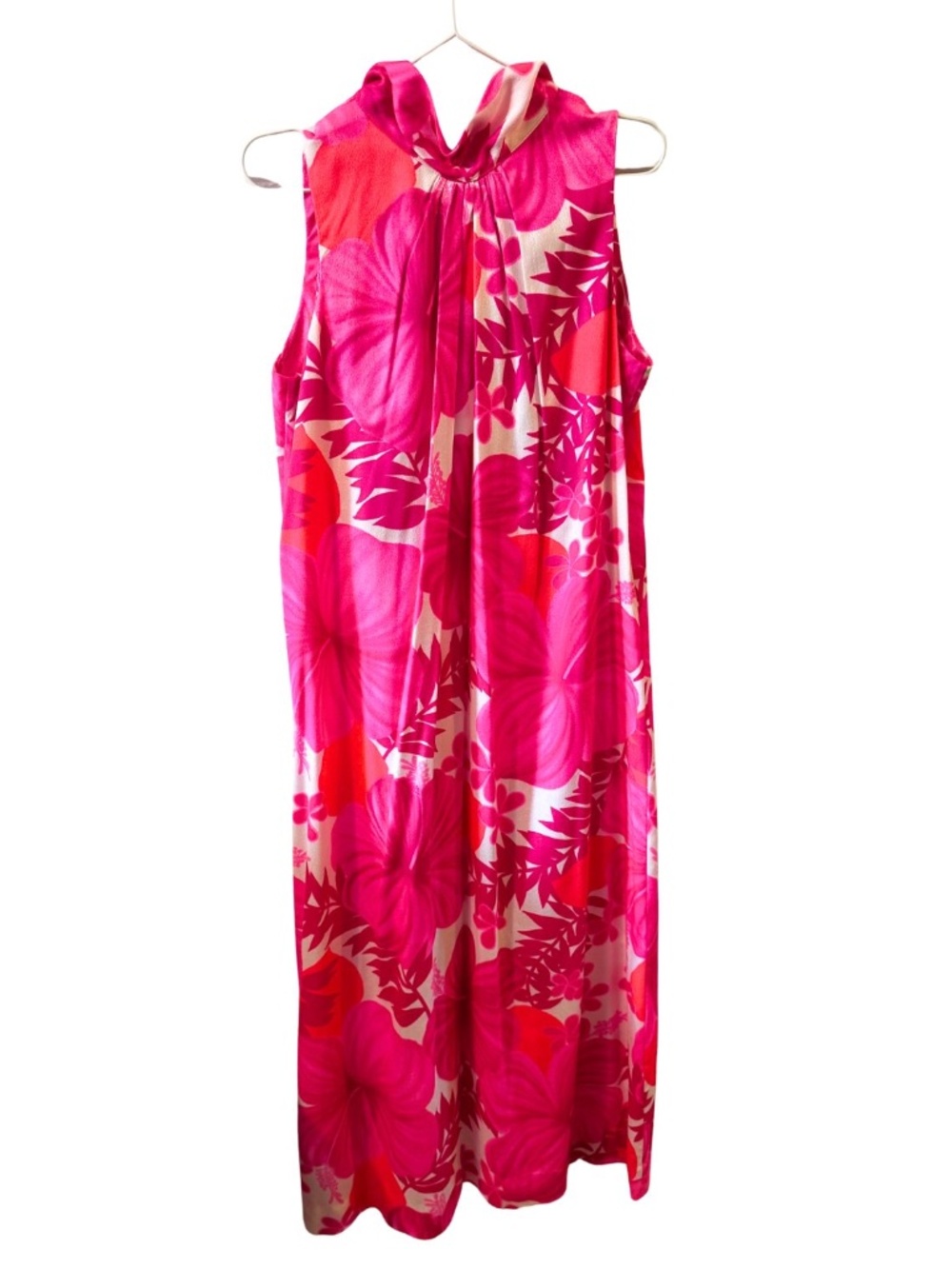 Vintage Hawaiian Dress - Pink Hibiscus Pattern